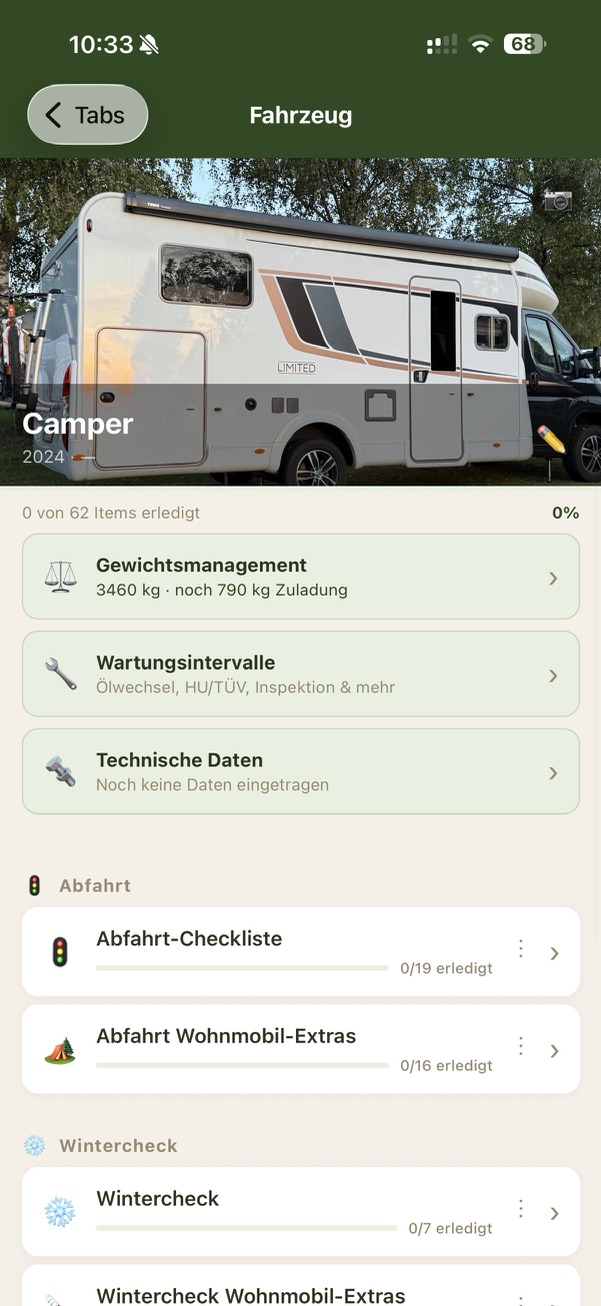 CamperCheck Fahrzeugübersicht